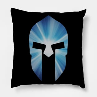 Blue Spartan War Helmet Pillow