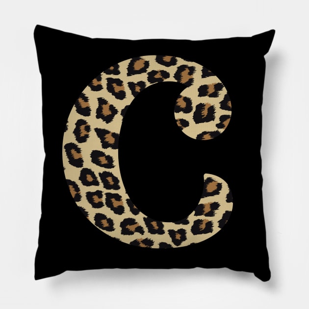 Letter C Leopard Cheetah Monogram Initial Pillow by squeakyricardo