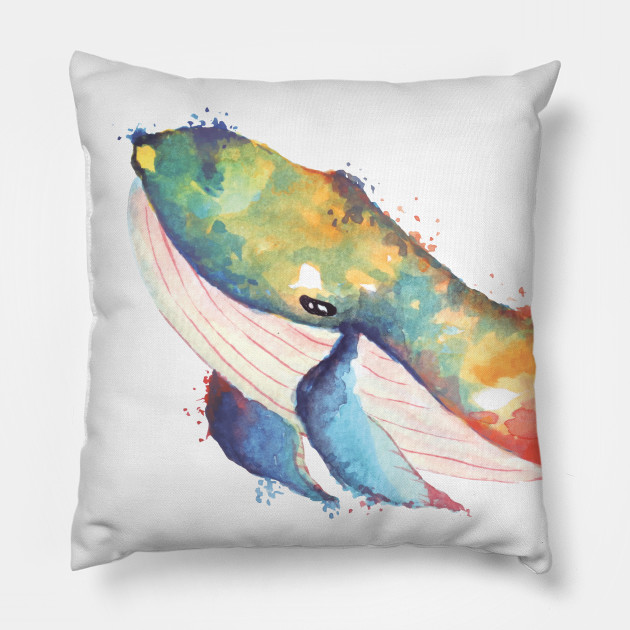 Whale Painted With Watercolor Whale Painting Watercolor Pillow Teepublic