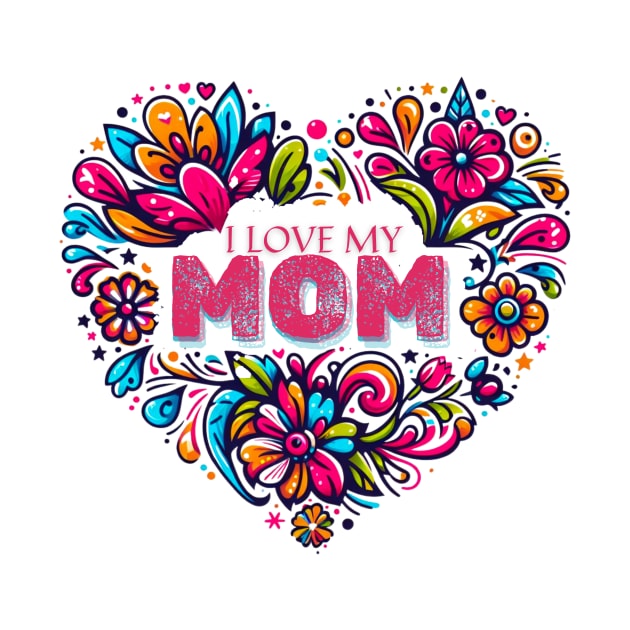 I Love My Mom Vintage Flowers Floral Print Wildflowers Folklore Graphic by Positive Designer