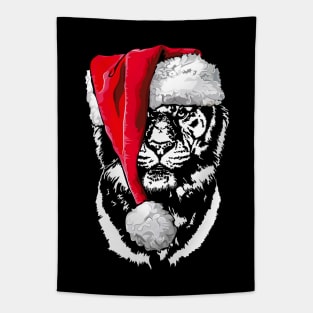 Santa Tiger Portrait Wild Christmas Animal lovers Zoo Keeper gift Tapestry