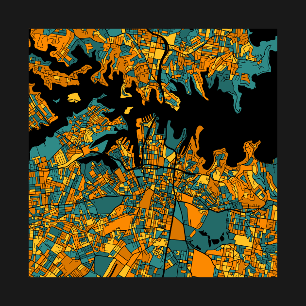 Sydney Map Pattern in Orange & Teal by PatternMaps