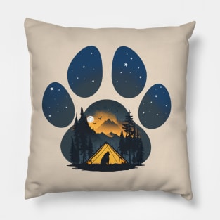 Outdoor, camping, Cute canine watercolor Colorful Dog Paw Print, Animals Lovers, dog lovers Pillow