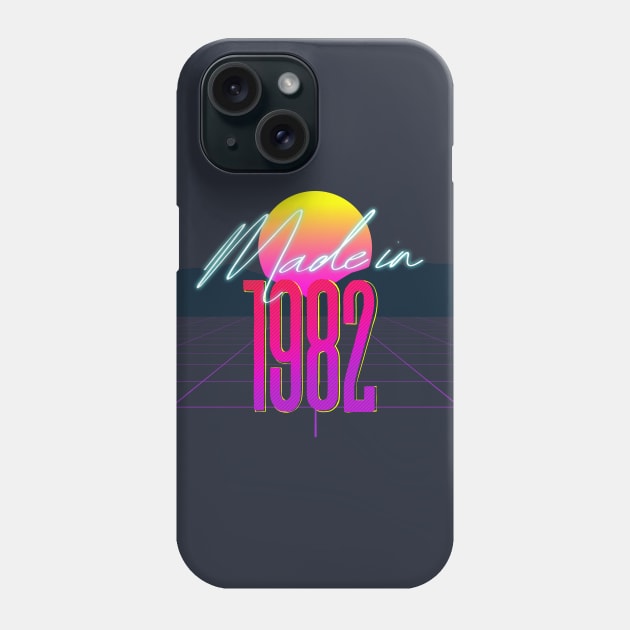 Made In 1982 ∆∆∆ VHS Retro 80s Outrun Birthday Design Phone Case by DankFutura