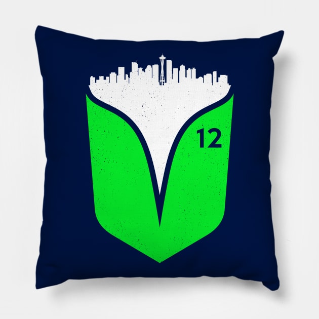 Seattle Feather Skyline - on Dark Pillow by humbulb