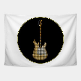 Tiled Pixel 1968 Woodstock Guitar in a Black Circle Tapestry