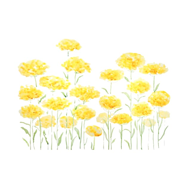 abstract yellow common yarrow flowers watercolor horizontal by colorandcolor