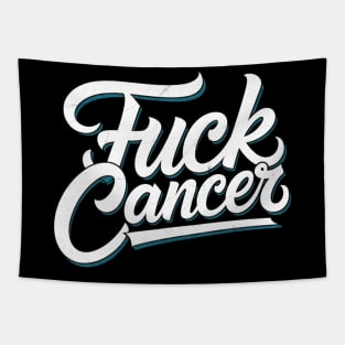 funny fuck ovarian cancer teal ribbon gift cancer survivor Tapestry