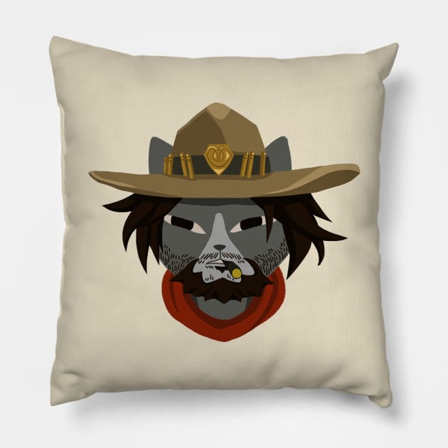 Overwatch Cats McCree Pillow by DebbieMongrel