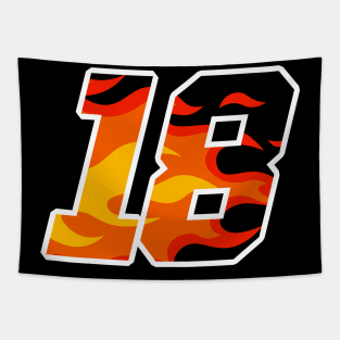 On Fire Racing Number 18 Tapestry