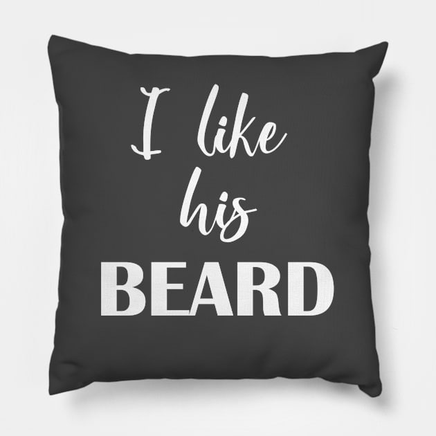 I like His Beard Couples Design Pillow by ColorFlowCreations