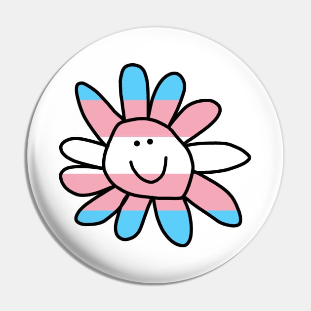 Transgender Pride Flag Daisy Doodle Pin by ellenhenryart