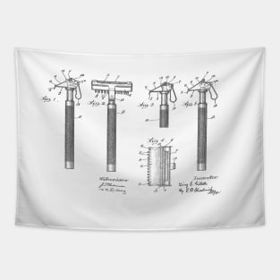 Safety Razor Vintage Patent Hand Drawing Tapestry