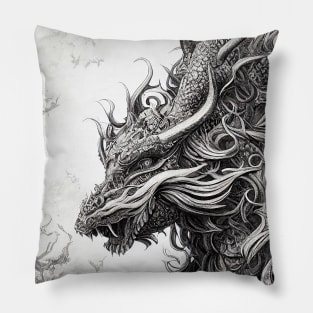 Dragon Legend Wild Nature Illustration Line Epic Illustration Line Art Pillow