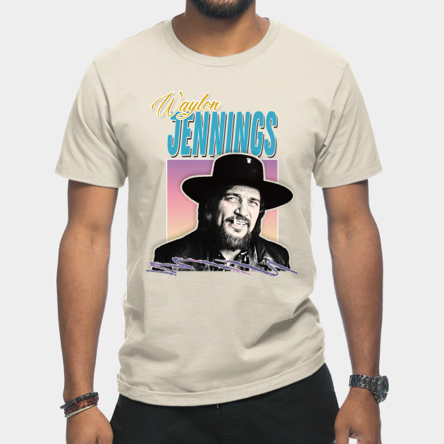 Waylon Jennings / 80s Styled Retro Design - Waylon Jennings - T-Shirt