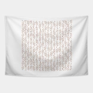 Taupe Minimal Leaves Pattern Tapestry