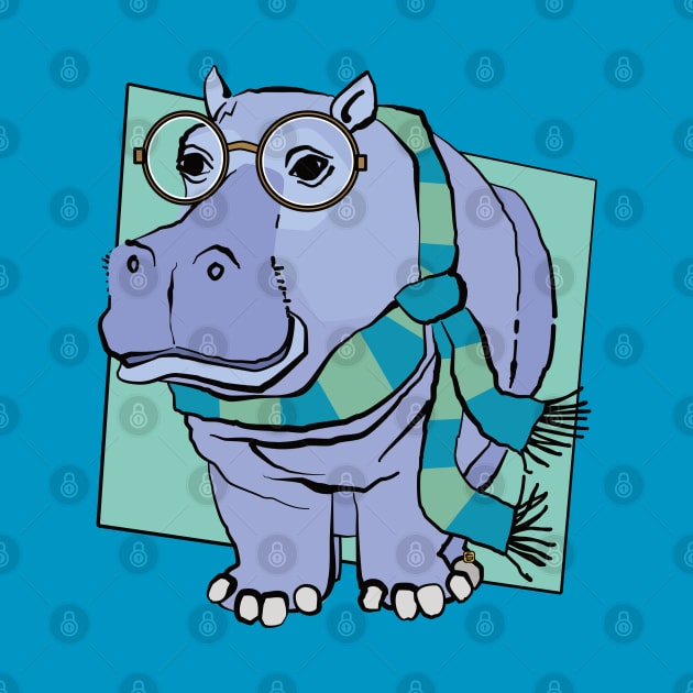 Hippo in Scarf by Sue Cervenka