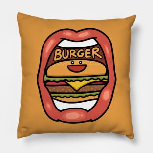 Fast Food Lover, Burger in your mouth Pillow