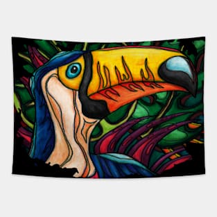 Toucan in tropical jungle Tapestry