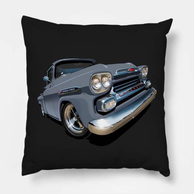 1959 Chevy Apache pick up truck Pillow by candcretro