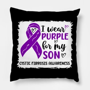 I Wear Purple For My Son Cystic Fibrosis Awareness Pillow