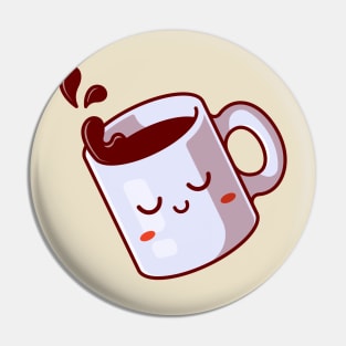 Cute Sleepy Mug With Coffee Cartoon Pin