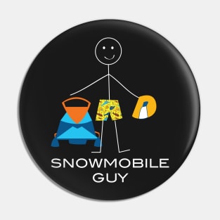 Funny Mens Snowmobile Guy Pin