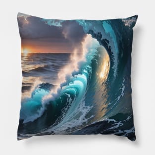 Best Vintage Surfing Waves Pillow