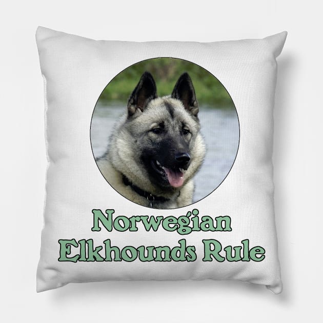 Norwegian Elkhounds Rule Pillow by Naves