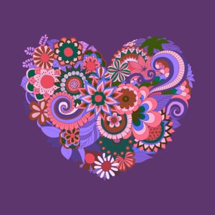 Pretty Pink and Purple Flower Design T-Shirt