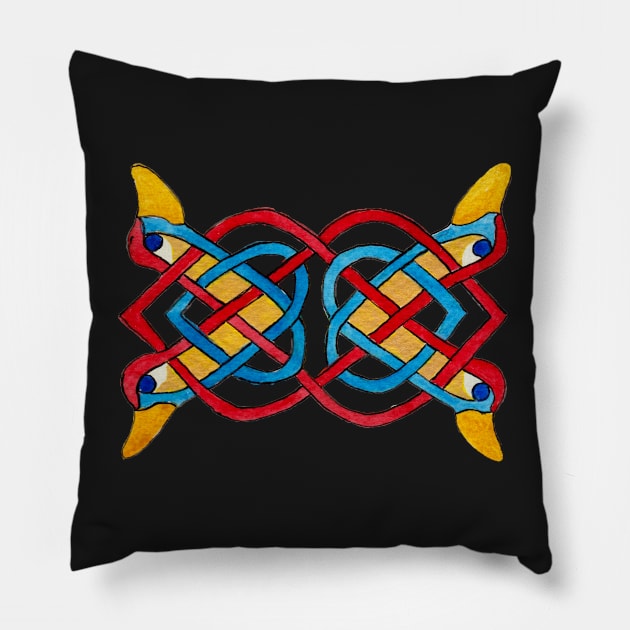 Copy of Duck Celtic Tracery V3 Pillow by Zamen