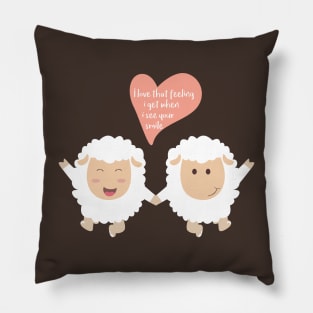 Happy Sheep Couple - I love that feeling I get when I see your smile - Happy Valentines Day Pillow