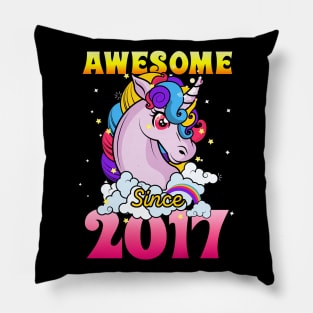 Funny Awesome Unicorn Since 2017 Cute Gift Pillow