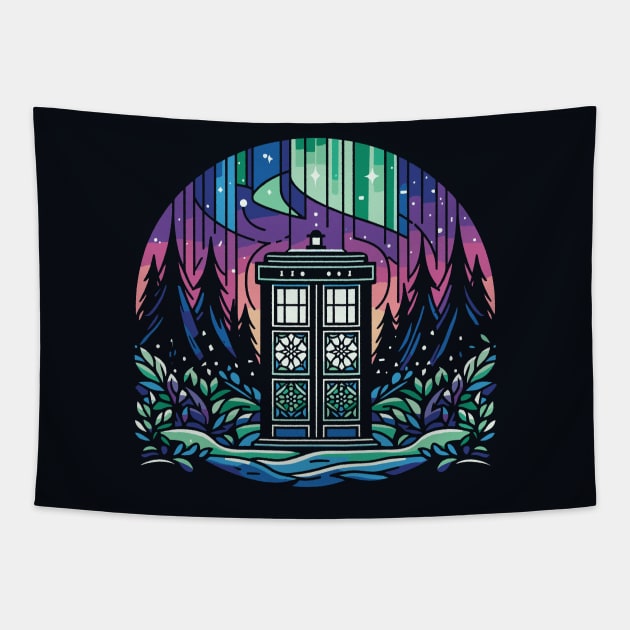 Holiday magic with TARDIS Tapestry by katmargoli