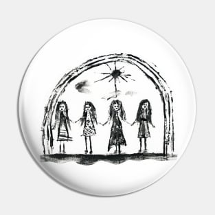 Stick girl (IV/IV) with friends (cut-out) Pin