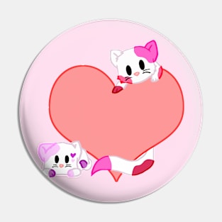 heart kitties Pin