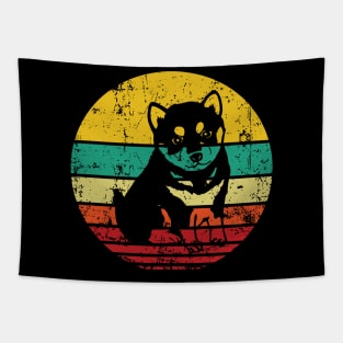 Shiba Inu Retro Sunset Tapestry