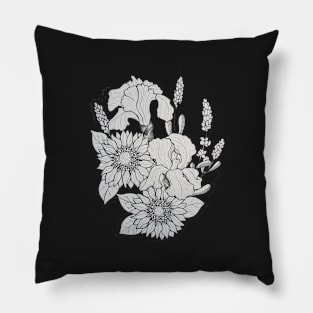 Iris lavender and daisies Pillow