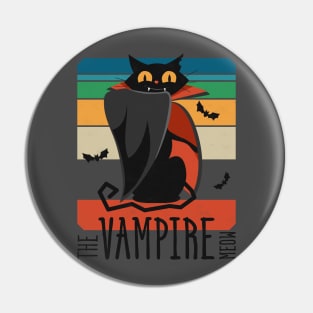 The Vampire Meow • Cute Evil Black Cat • Collection: Mad Lockdown Cat • Vintage design Pin