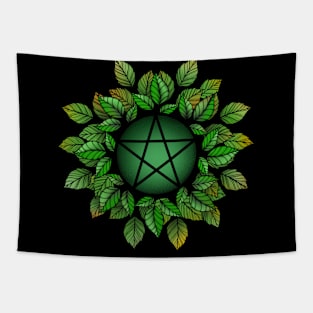 Leafy Green Pentagram T-Shirt Tapestry