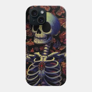 Spooky skeleton on butterfly pattern Phone Case