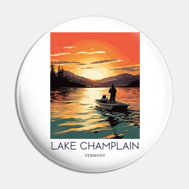 A Pop Art Travel Print of Lake Champlain - Vermont - US Pin by Studio Red Koala