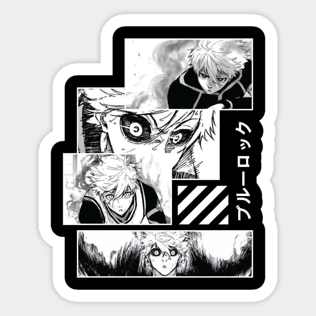 Blue Lock Black White Manga Style Anime Sticker Nagi Seishiro