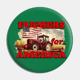 Farmers for America Farming Farm Patriotic American Pride Tractor American Flag Patriotism USA Pin