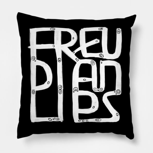 Funny Freud, Freudian Slip, Freudian Lips Pillow by badlydrawnbabe