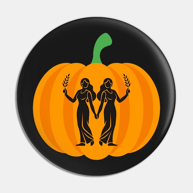 Halloween Jack O Lantern Gemini Zodiac Sign Pin by EndlessDoodles