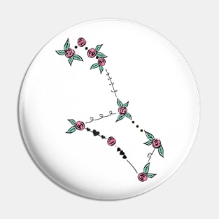 Puppis Constellation Roses and Hearts Doodle Pin