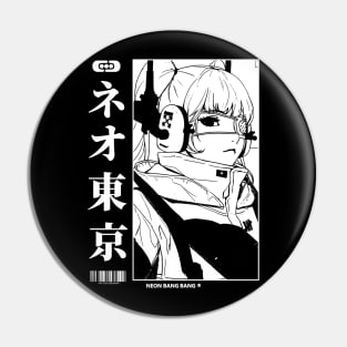 Vaporwave Cyberpunk Japanese Manga Girl Pin