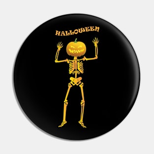 Halloween pumpkin skeleton Pin