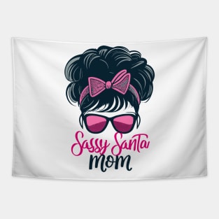 "Sassy Santa Mom Silhouette" - Funny Christmas Mom Tapestry